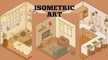Isometric Art in Procreate ~ 3 isometric rooms ~ Time lapse