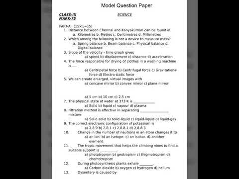 9th science modal question paper.