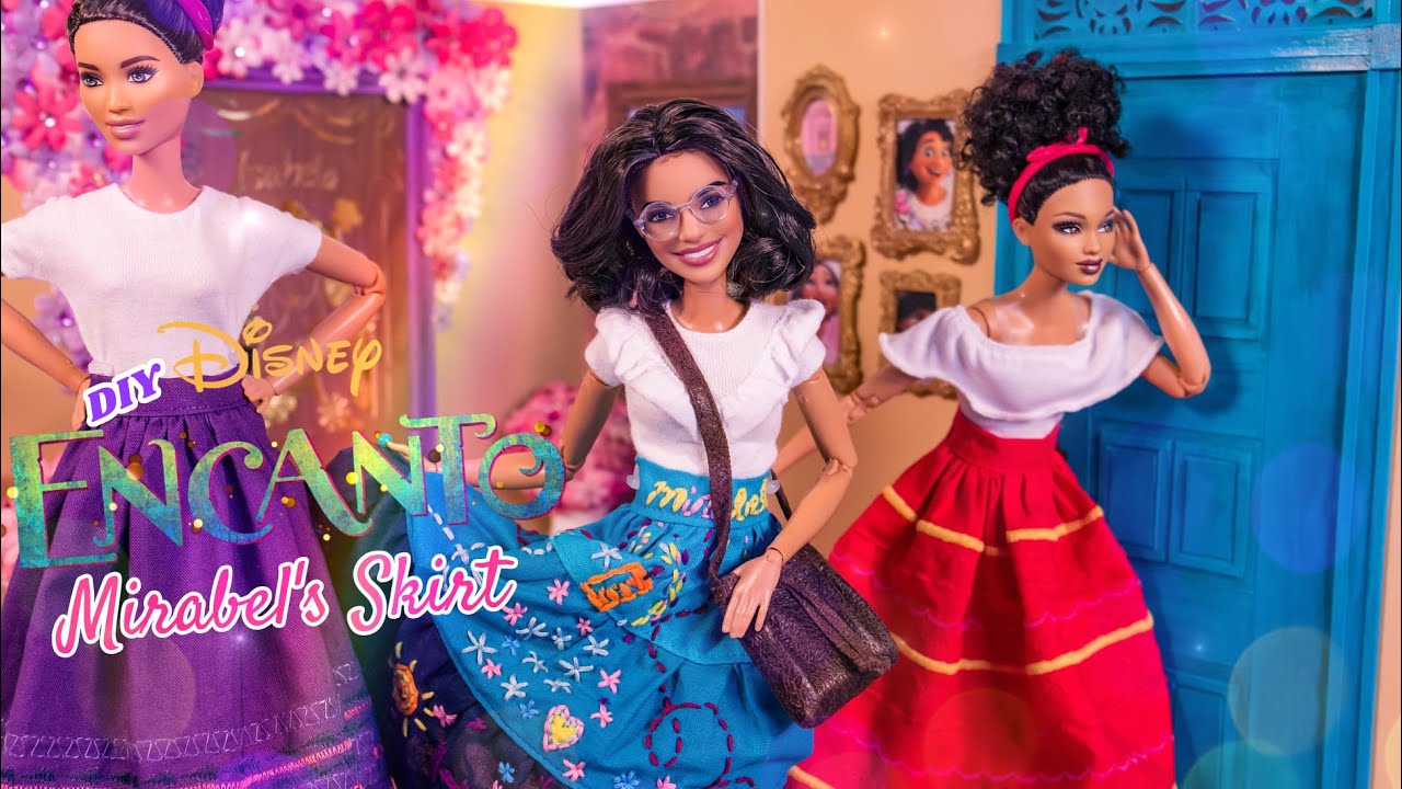 Let's Make Our Dolls Clothes inspired by Encanto : DIY Dolores, Luisa,  Mirabel Skirts 