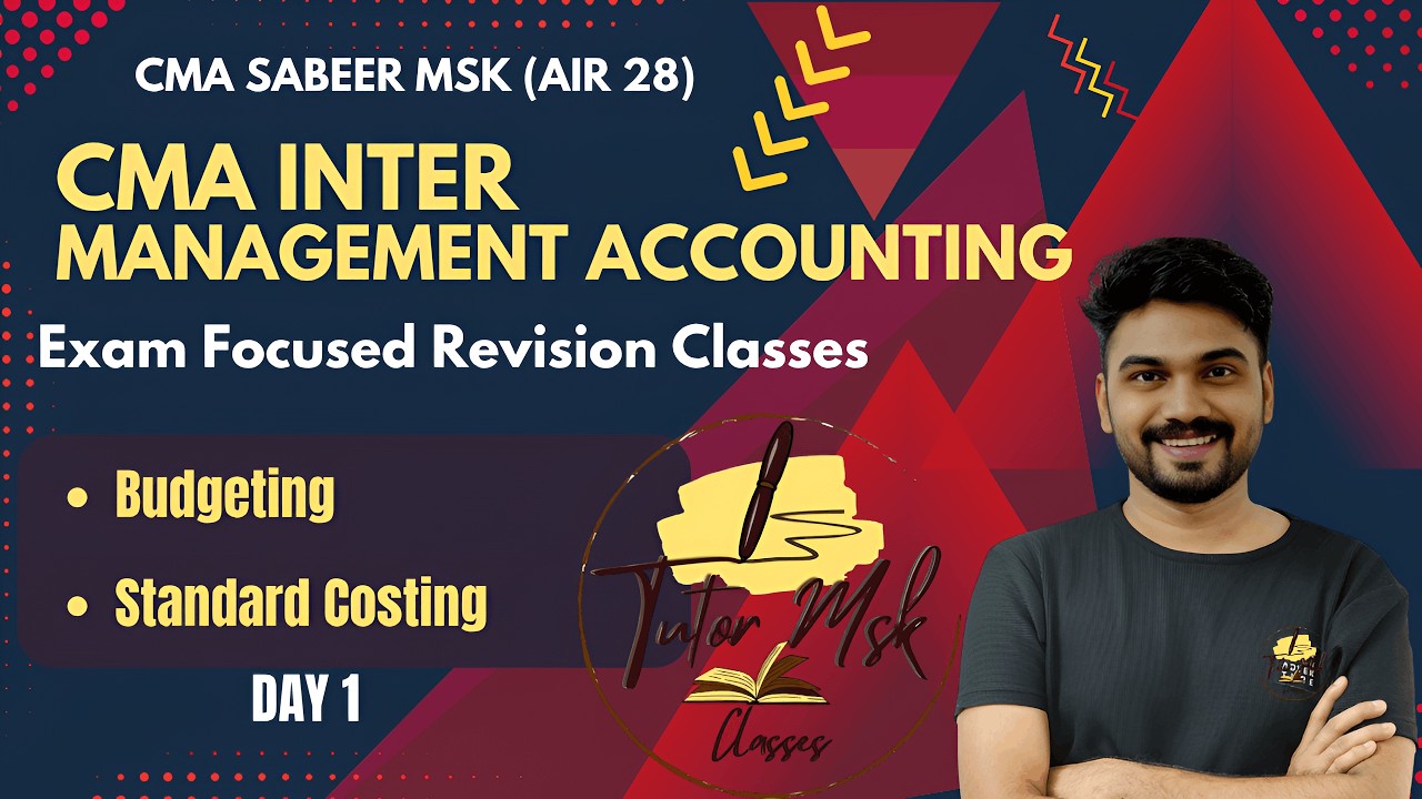 Management Accounting I Exam Oriented Revision Day 1 I CMA Inter I ...
