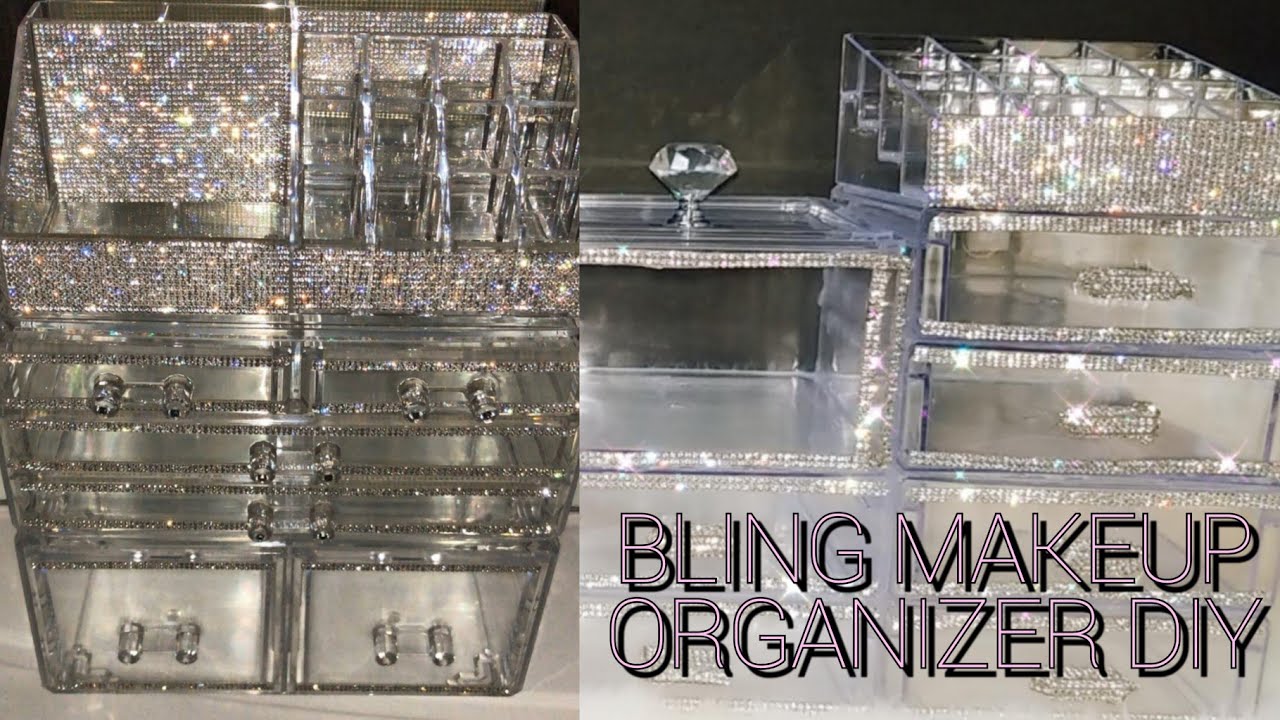 A VERY GIRLY GLAM ACRYLIC BLING MAKEUP ORGANIZER, DOLLAR TREE DIY