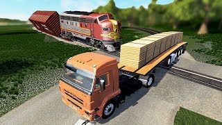 Railway Сrossing Train Сrashes #8 - Beamng drive