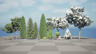 Conifer trees 3d animation in unreal engine high quality