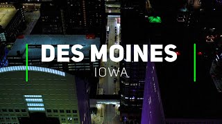Des Moines by night, Iowa | 4K drone video Guide