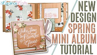 NEW DESIGN Spring Mini Album TUTORIAL, Scrapbook Mini Album Tutorial, Floral Mini Album Pages