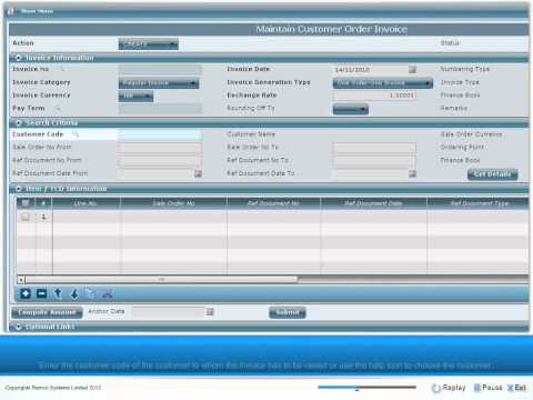 Customer Order Based Invoice With Ramco ERP on Cloud !