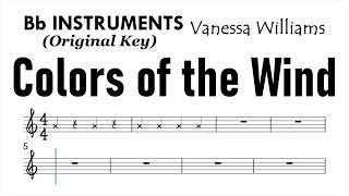 Famous Colors of the Wind Bb Instruments Sheet Music Backing Track Play Along Partitura Wealth