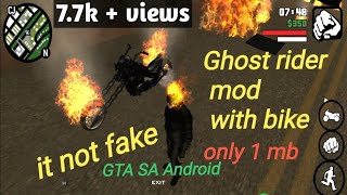 GHOST RIDER MOD FOR GTA SA ANDROID | SKIN WITH ALL POWER + FIRE BIKE | ONLY 1 MB | Hack fyou