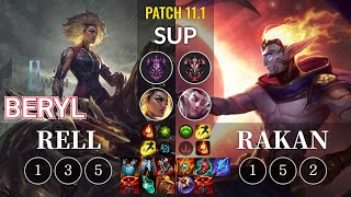 DWG BeryL Rell vs Rakan Sup - KR Patch 11.1