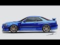 Drawing a Nissan Skyline GT-R (R34)