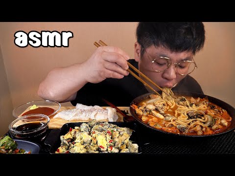 먹방창배tv 제철에 먹는 굴은 보약 굴짬뽕 광어회까지 <strong>gul</strong> jjamppong Spicy Seafood Noodle Soup with Oysters mukbang Legend