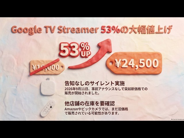 24,500円。「Google TV Streamer」53%も値上げ - YouTube