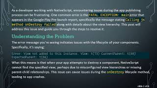 Resolving the Calling js method onDestroy failed Error in NativeScript Apps