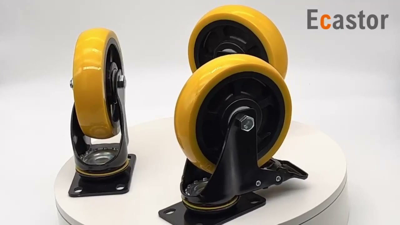 5 Inch TPE Tread Heavy Duty Yellow Fixed Caster Wheel For Industry