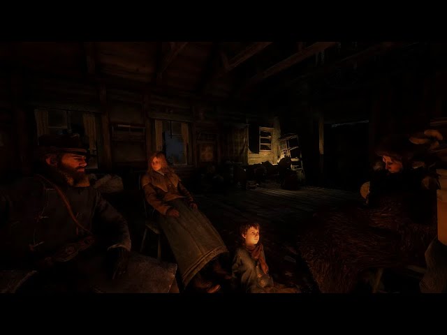 Let's keep warm together by the fireplace in the cabin during a blizzard | RDR2 ASMR class=