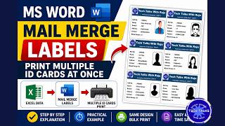 MS Word Mail Merge Labels | Multiple ID Cards at Once | Step by Step Tutorial | Tech Talks With Raju