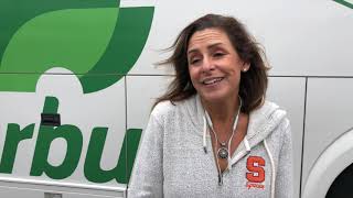 Famous OurBus rider Erica enjoys the comfort of the bus Wealth