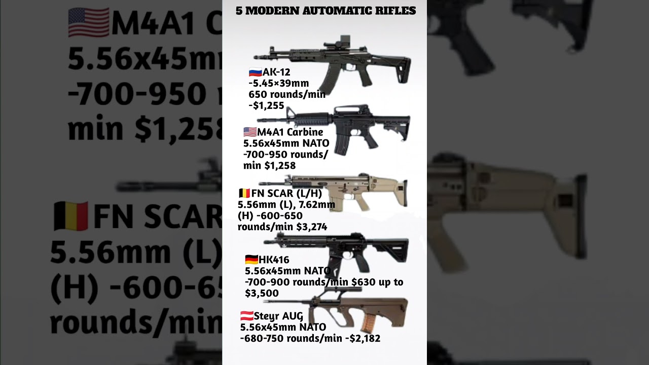 TOP 5 MODERN AUTOMATIC RIFLES | Army Weapons Comparison 