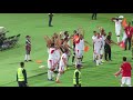 International players of Jordan are greeting supporters after the win against Syria