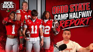 Camp Report halfway through. Freshman breaking out. Players talk new offense