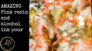 PInk Resin and Alcohol Ink Pour @abstractboss