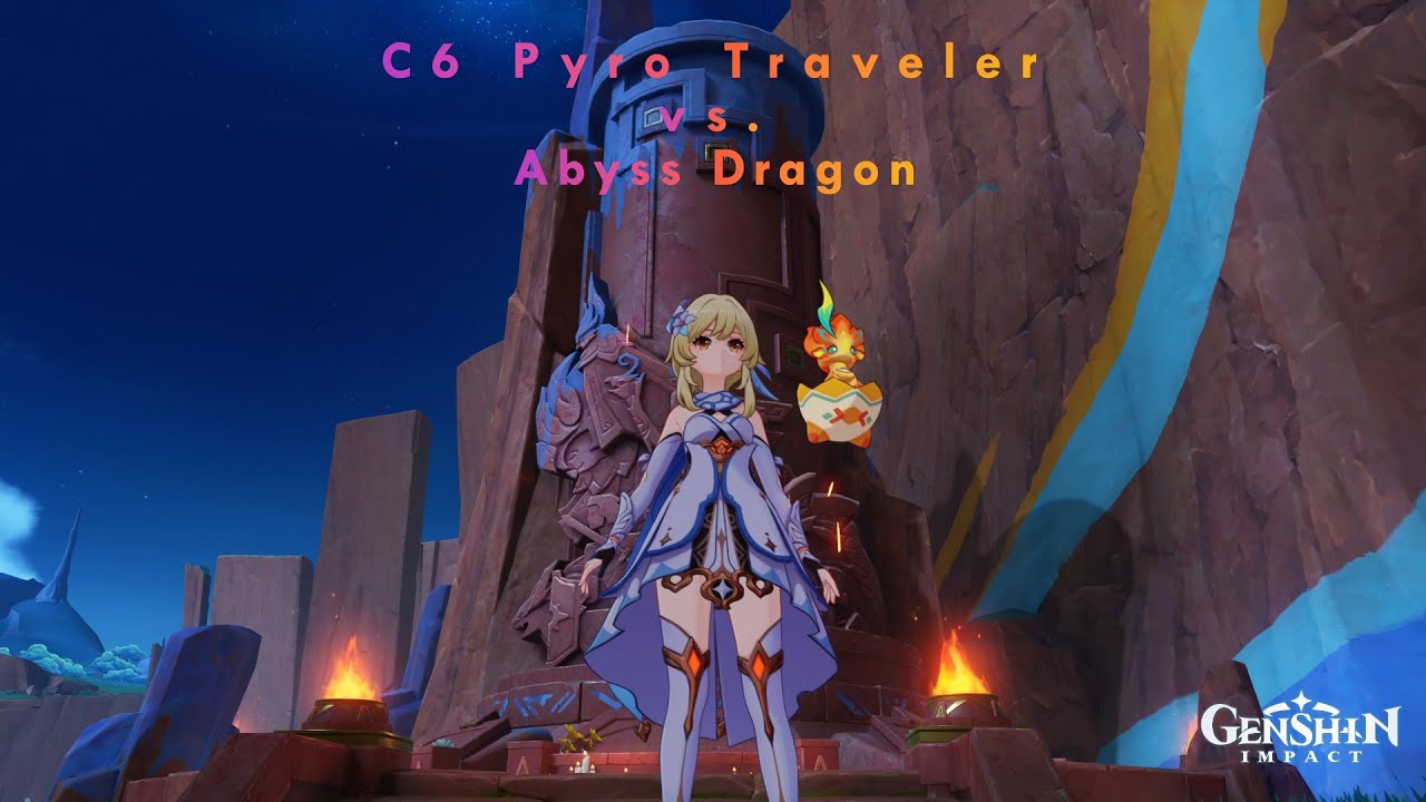 Genshin Impact - C6 Pyro Traveler against the Abyss Dragon (Natlan boss ...