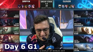 GRF vs C9 | Day 6 S9 LoL Worlds 2019 Group Stage | Griffin vs Cloud 9