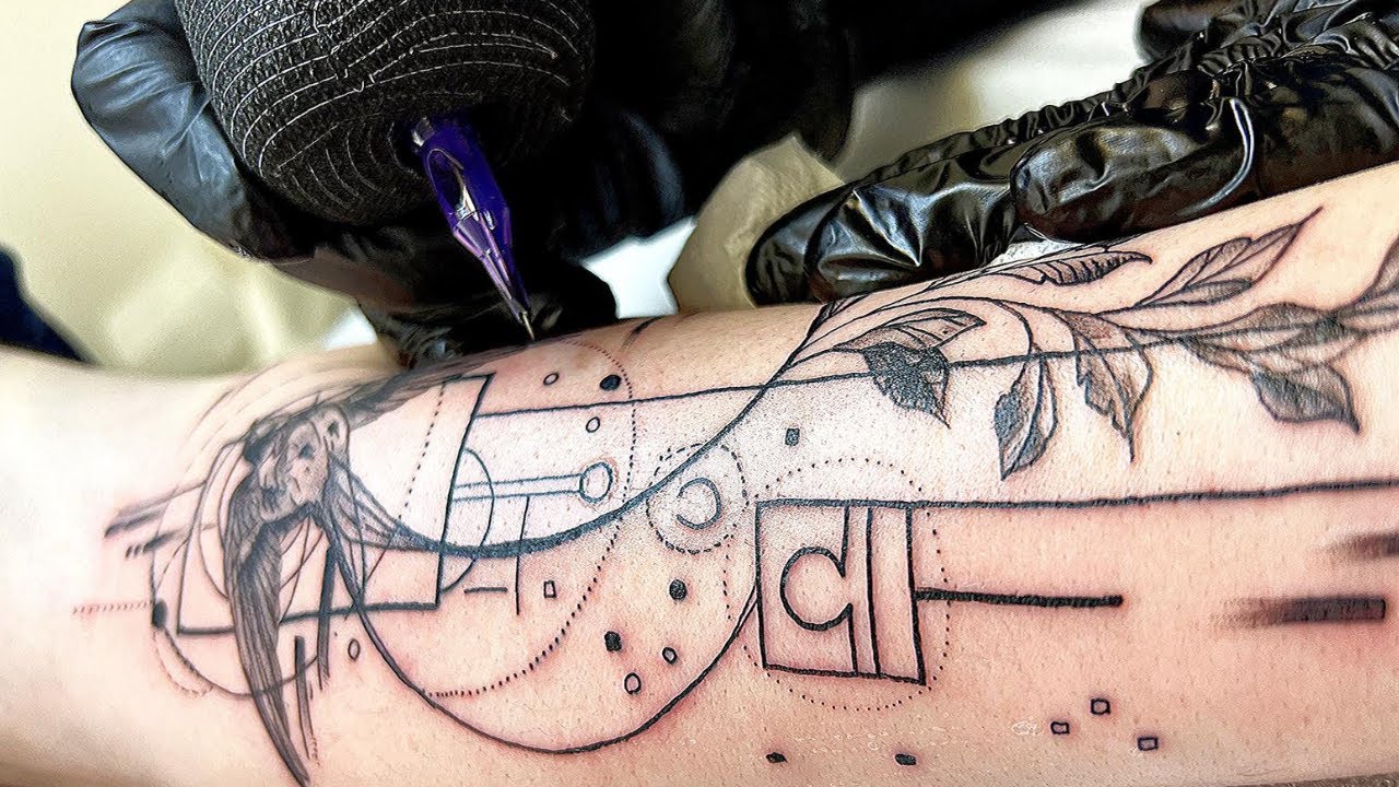 Geometric Sparrow Tattoo Time Lapse