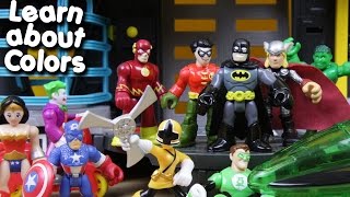 Learn about colors with batman robin captain america spiderman hulk power rangers imaginext toys