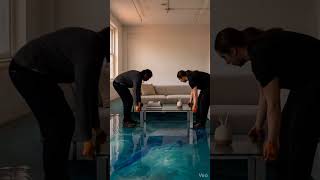 ocean depth epoxy 3d floor transformation. #epoxyfloor #viral