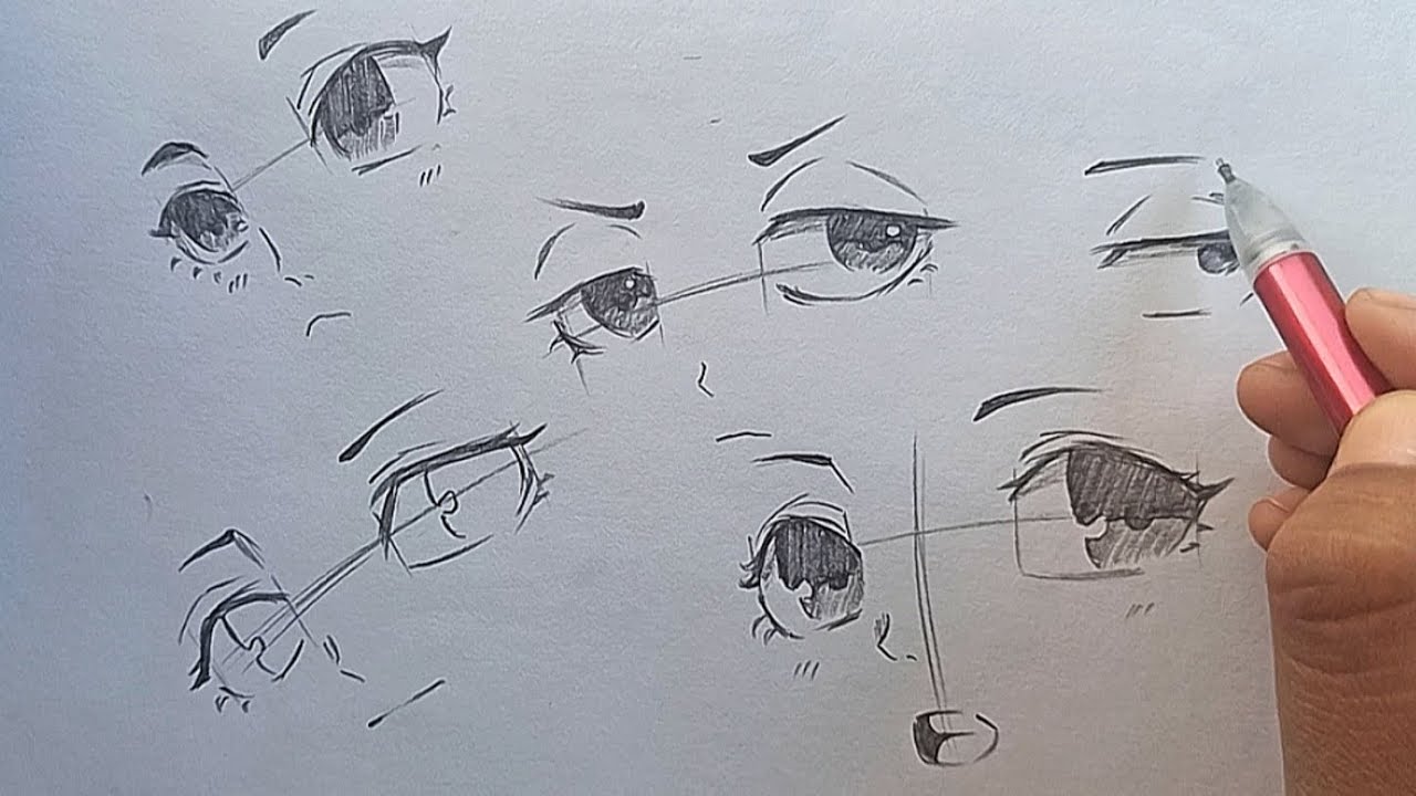 How to drawing anime eyes || from different angle || step-by-step ...