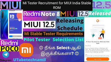 MIUI 12.5 India Stable Testers Selection List | Redmi Note 8 MIUI 12.5 Update | Tamil