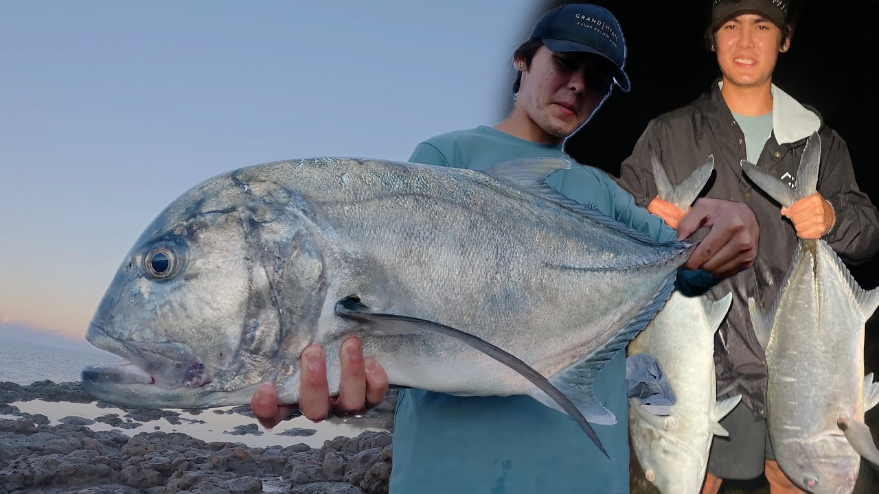 HE CAUGHT 2 ULUAS 1 TIME!! Full Mission Action Overnight Ulua Fishing