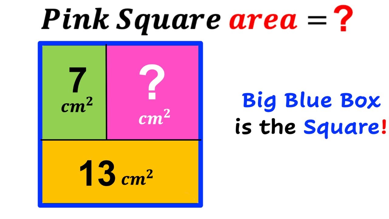 Can you find area of the Pink shaded Square? | (Rectangles) | #math # ...