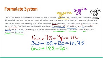 3x3 Systems of linear equations word problems video