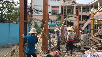 Kho Tư liệu Xây dựng - Các bước thi công bê tông cột nhà phố bằng phương pháp thủ công truyền thống
