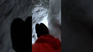 Gopro | Skier Barely Squeezes Through Cave Pov 🎬 Mike Hayes #Shorts #Skiing