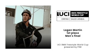 Logan Martin - 1St Place Mens Final Uci Bmx Freestyle World Cup Diriyah