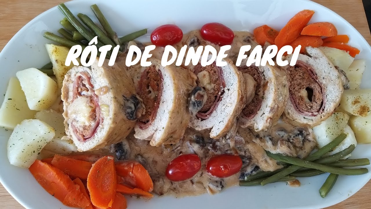 Dinde rôtie farcie de tomates séchées et de champignons sauvages