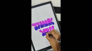 Thank you card bubble lettering | bubble lettering style tutorial | thank you card |#shorts #bubble 