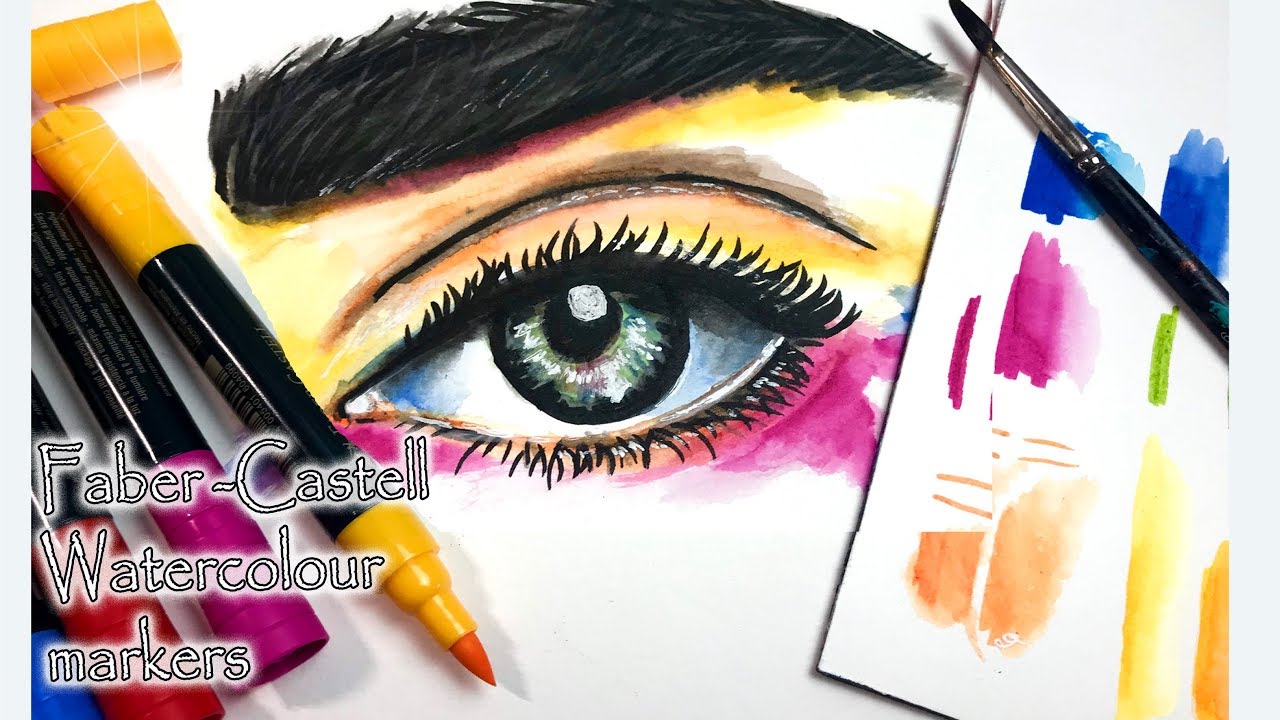 Realistic Eye Watercolor & Marker Painting Drawing REVIEW Faber Castell
