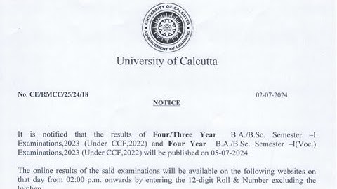 CCF Sem 1 Result Date Notice || BA/BSC/B.COM || Calcutta University @GDT_RoshanSir