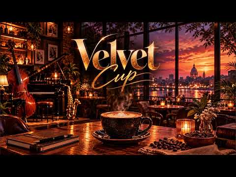 Capa de Velvet Cup Jazz Café Sunset | Smooth Jazz Café Music | Copyright Free Music