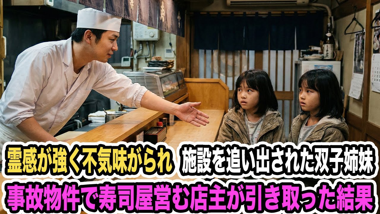 霊感が強く不気味がられ施設を追い出された双子姉妹。事故物件で寿司屋営む店主が引き取った結果【感動する話】