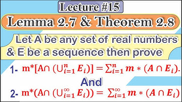 Lemma 2.7 and Theorem 2.8 in Chapter 2 Measurable Sets
