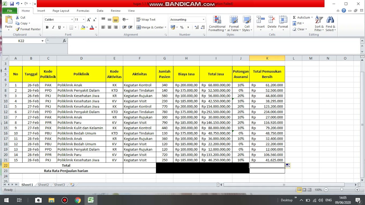 Tugas Excel End Youtube