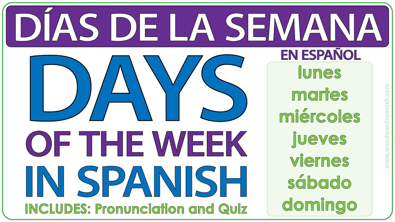 The Days of the Week in Spanish  Días de la semana School Guide