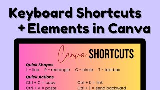How To Use Keyboard Shortcuts + Elements in Canva || kayohdesign