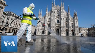Italian Health Workers Continue Sanitizing the Duomo