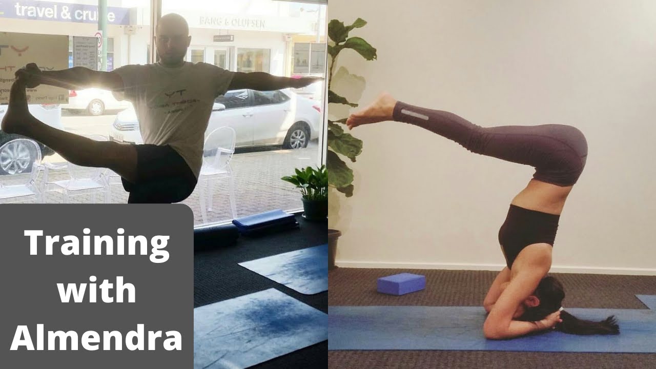 Ben and Almendra training, small yoga studio - 2019